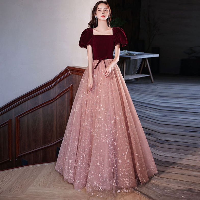 2023 robes de soirée de luxe Dubaï dentelle perlée avec Puffy longue élégante rose Bling strass perles Bow ceinture plus la taille robes de bal