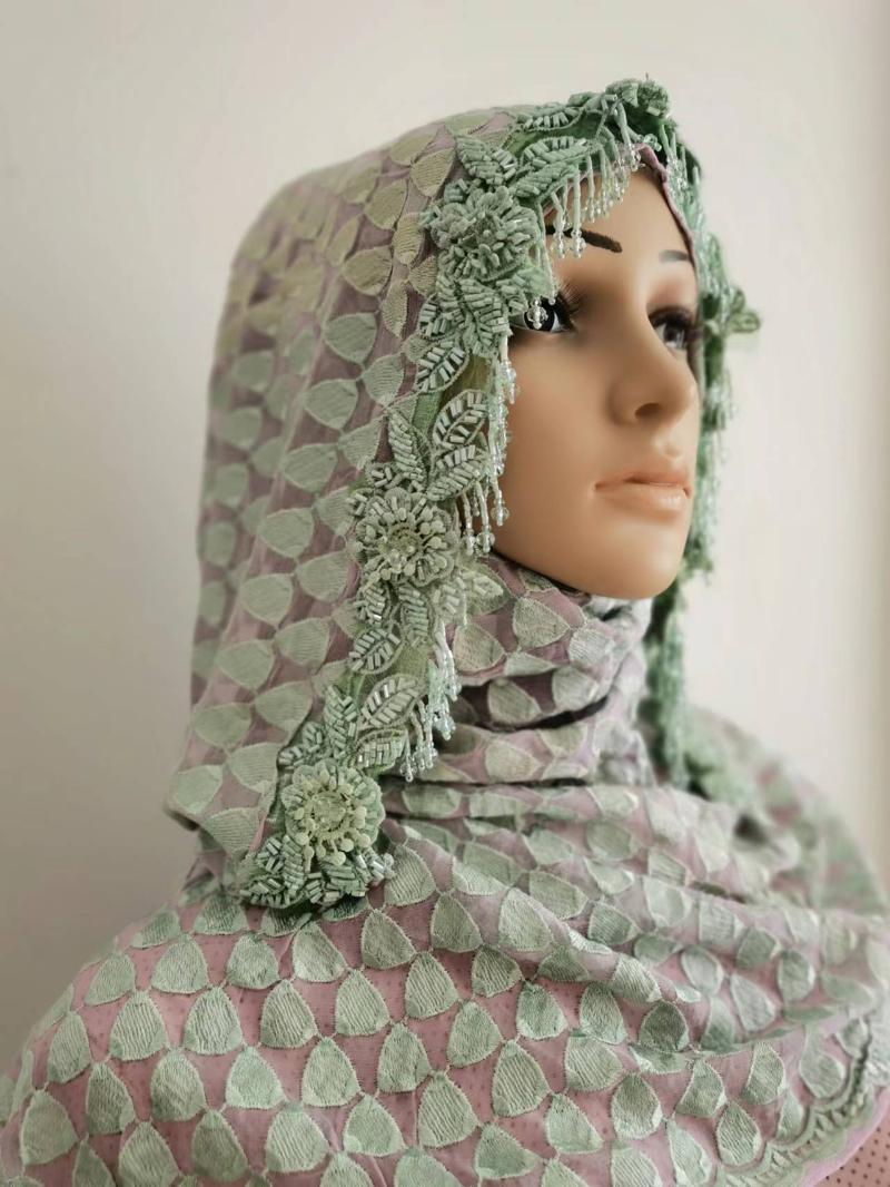 

Ethnic Clothing Muslim Fine Ladies Scarf Hand Beaded Arabian African HijabEthnic