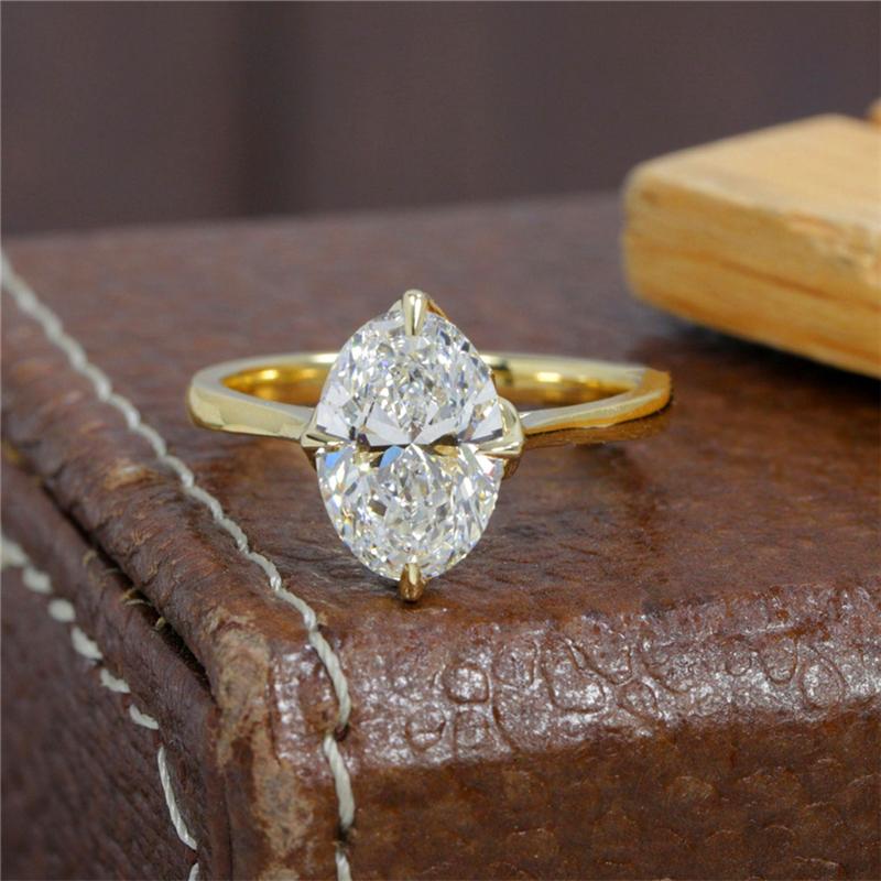 

Cluster Rings RandH 18K Yellow Gold Oval Cut 10 7mm D Color 2.5ct Moissanite Solitaire Vintage Hidden Women's Engagement RingCluster Clu