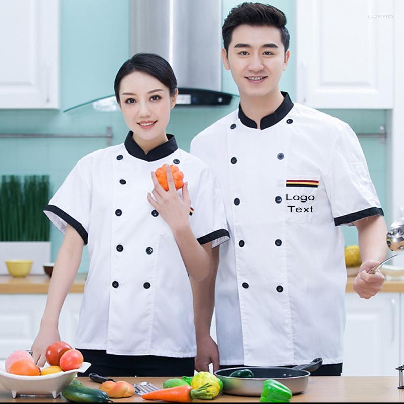 

Men's Dress Shirts Custom Logo Text Printed Company Team Work Men Women Uniform Shirt Suits Cook El Restaurant Man Male Pocket Buttons Dway2, White (black collar)