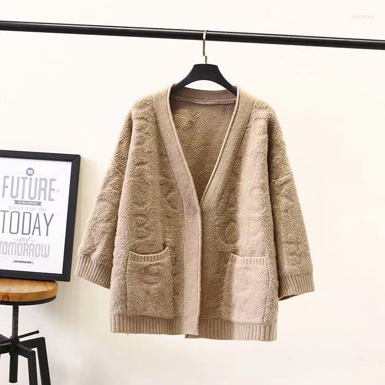 

Women's Sweaters A0 Autumn Winter Plus Size Women Clothing Casual Fashion Double Pocket Alpaca Wool Cardigan Coats 205 Jemi22, Blue