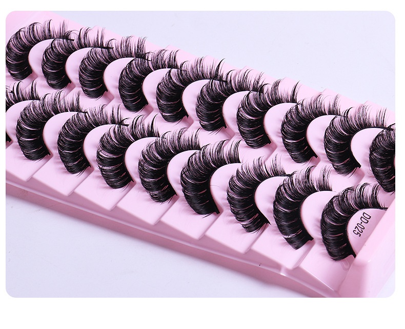 Russian Strip Thick Curly False Eyelashes Reusable Hand Made Multilayer Fake Lashes 10 Pairs-image-793642839