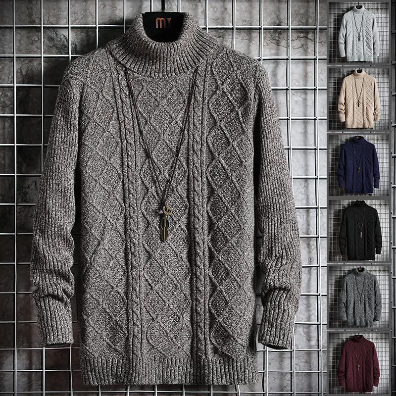 

Men's Sweaters PaPa Men Turtleneck Knitted Sweater Solid Colour Slim Warm Bottoming Shirt Winter Lapel Pullover Fashion SweaterMen's Olga22, Black
