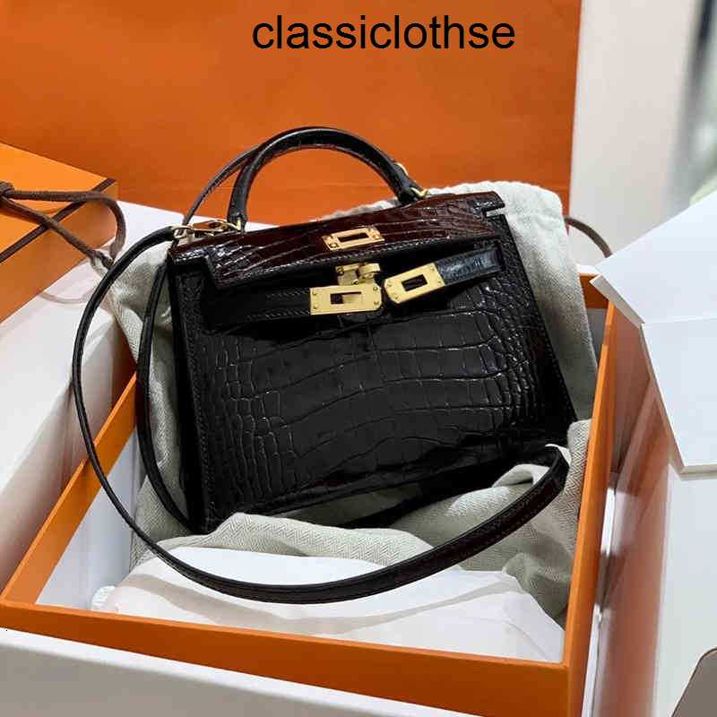 

Designer Herme Handbags Pattern Bag Crocodile Second Generation Real Leather Portable Single Shoulder Diagonal Straddle Women's cz