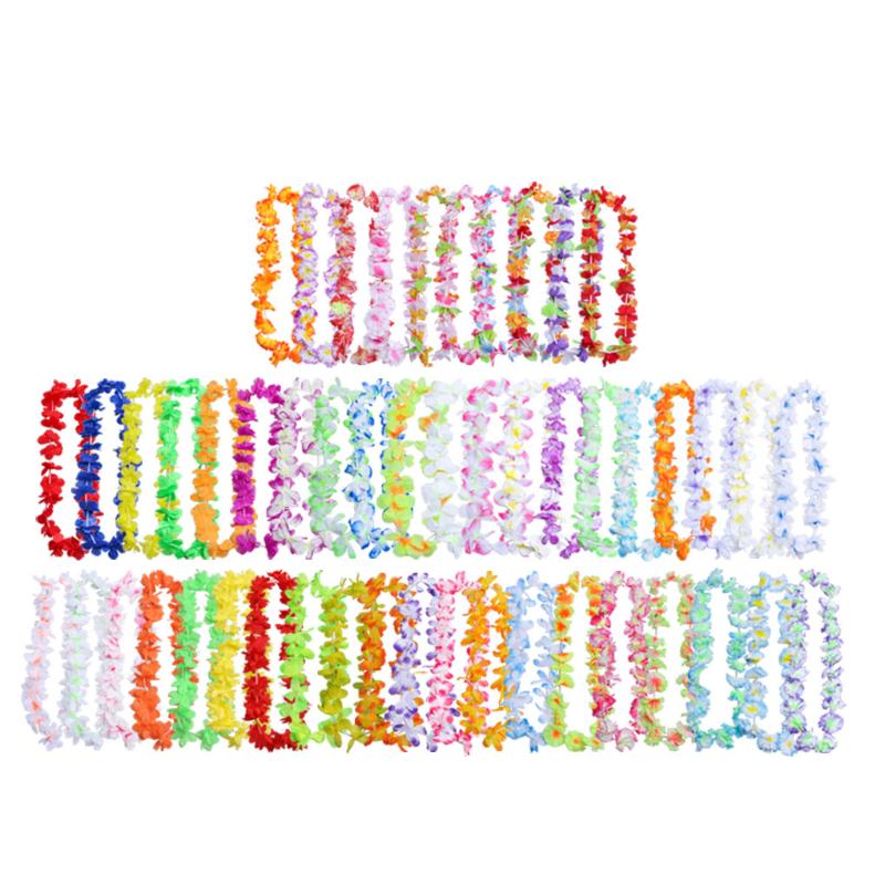 

Decorative Flowers & Wreaths 50pcs Hawaiian Leis Garland Artificial Necklace Hawaii Wreath Party Supplies Beach Decor