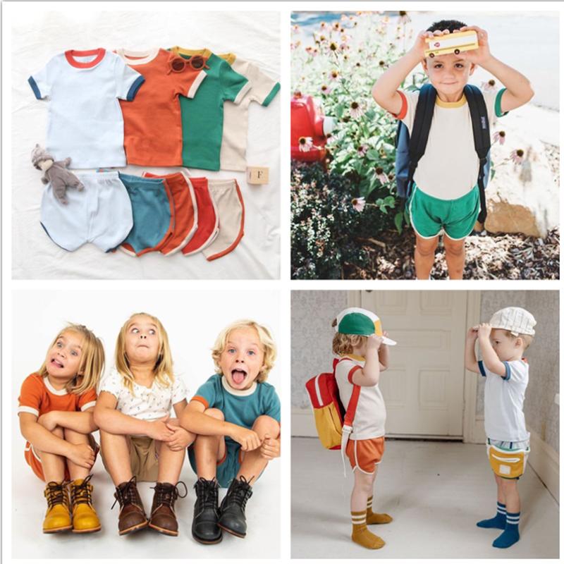 

Clothing Sets Kids T Shirts Shorts Set 2022 SS Spring Summer FV Brand Toddler Girls Boys Sleeve Tee Cotton Patchwrok Baby Clothes SetClothin, Beige