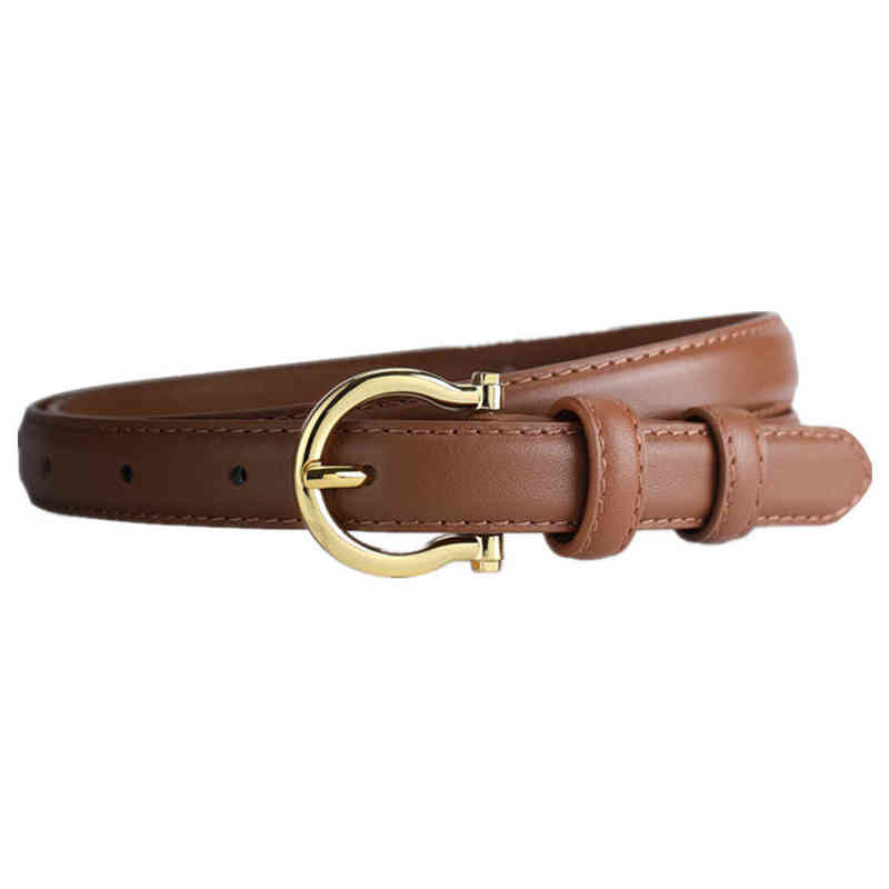 

mens belt belts for men designer Luxury Style Light Leather Belt Women's European Gold Buckle Niche High-End All-Match Trendy Fashion Accessories 814484097, Brown