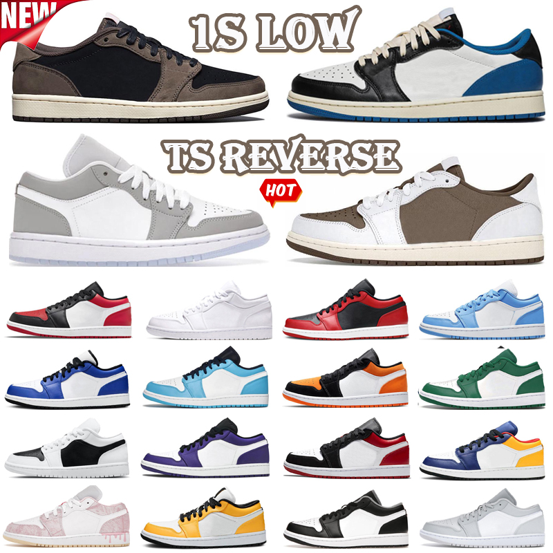 

jumpman 1 1s low basketball shoes mens women trainers sports sneakers Mocha Wolf Grey unc Bred Black White Grey, #18 white camo