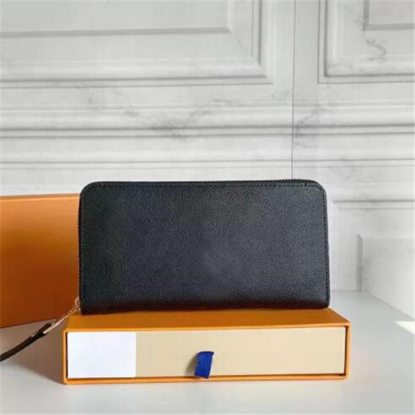 

2022 Fashion women clutch wallet pu leather wallet single zipper wallets lady ladies long classical purse with orange box card 60017 20x11x2.5cm, Coffee grid