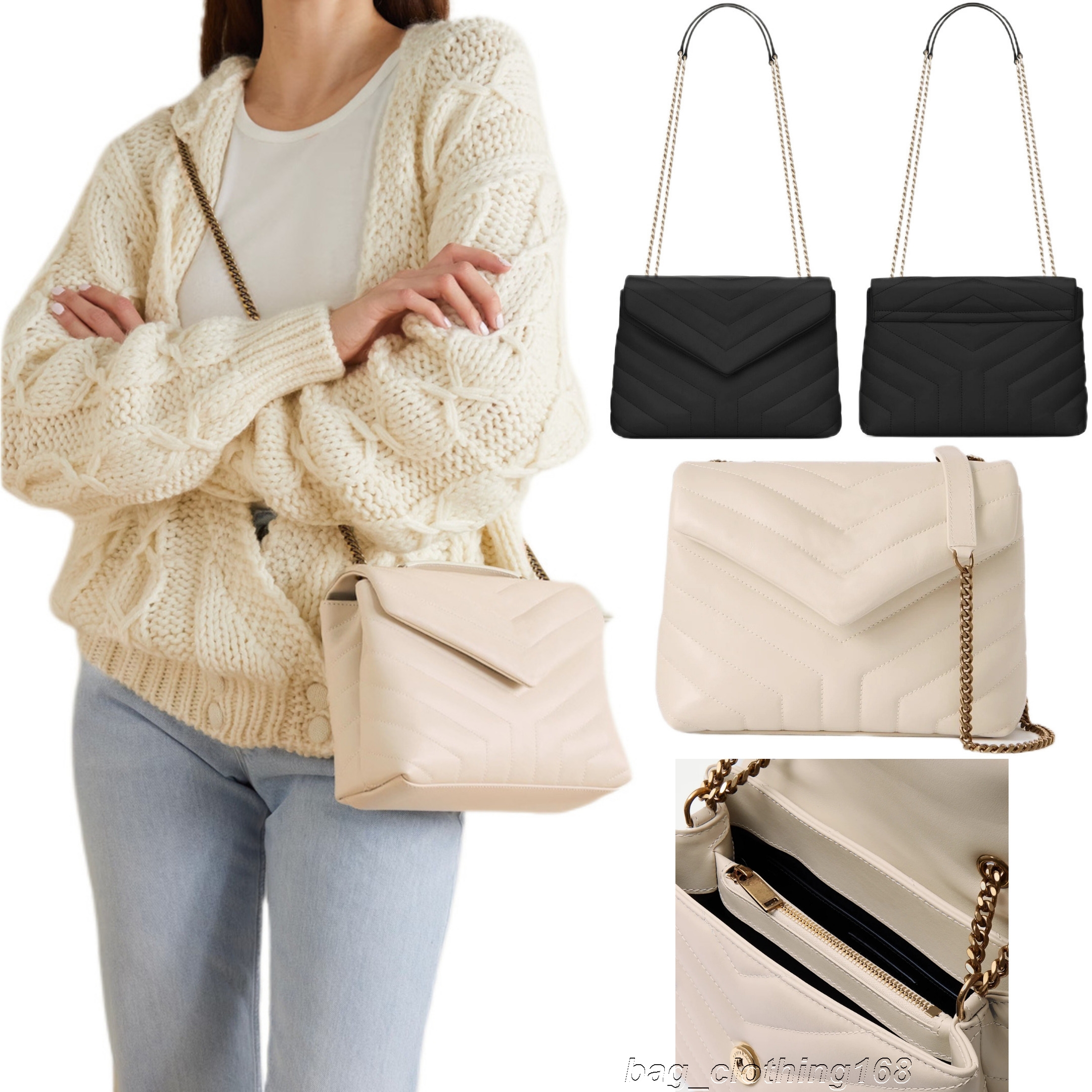 

Designer Bags luxurious bags yslity bag woman high quality Smooth Leather Y-shaped handbags Tote Wallet shoulder cross body, Black