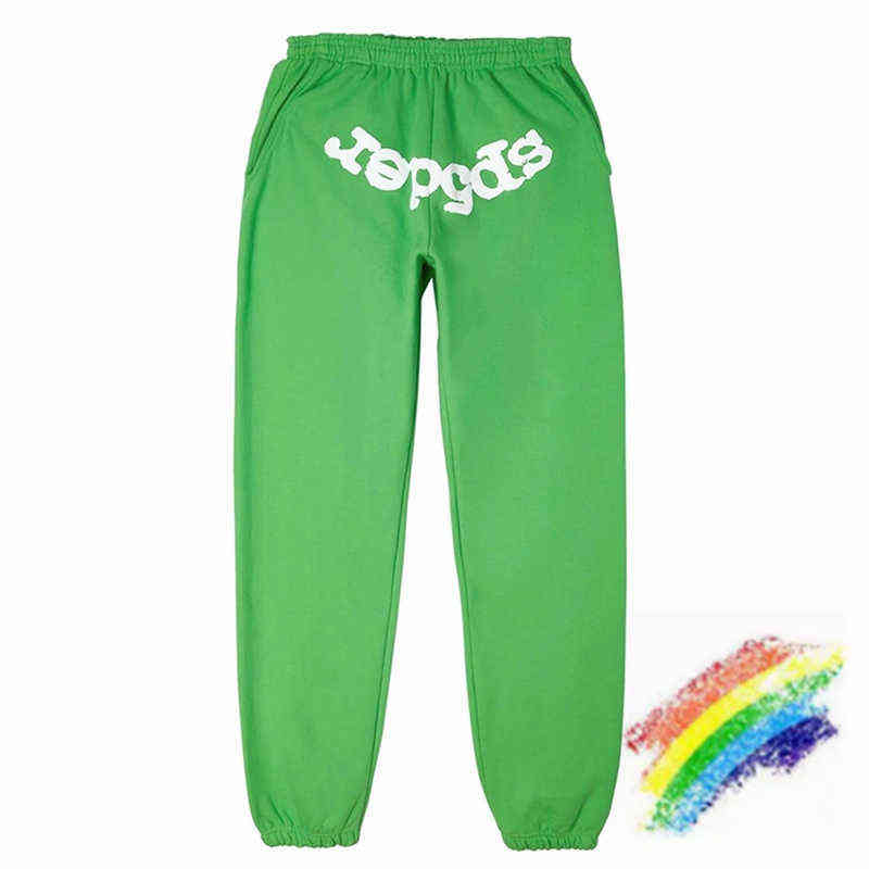 

Green Foam Printing Spider Web Pattern 555555 Jogging Pants Men Women Sp5der Pants Joggers Fashion Casual Drawstring Pants T220721