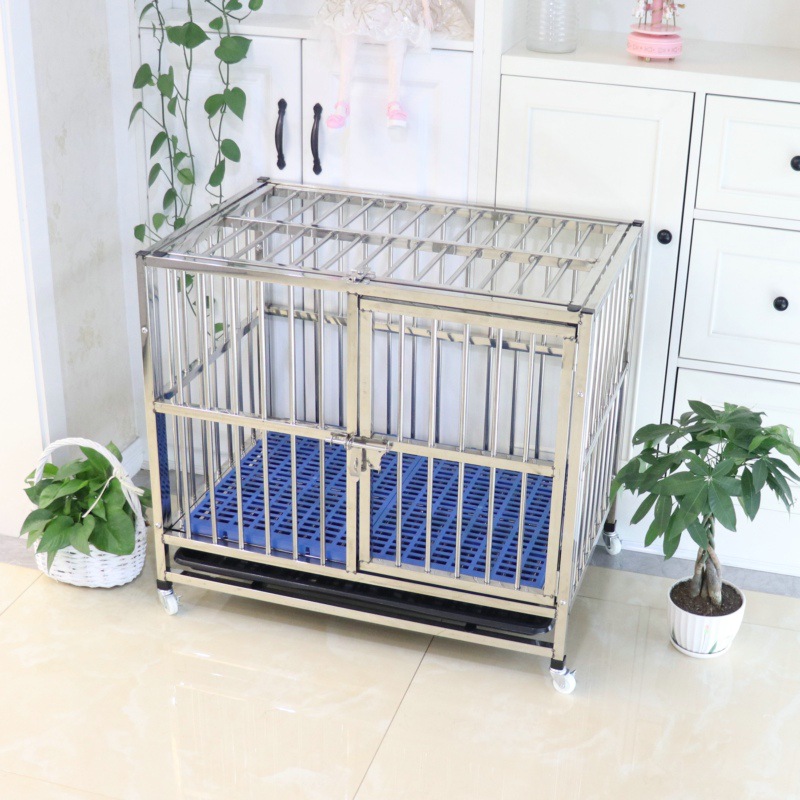 

Kennels & Pens Solid Bite-resistant Stainless Steel Dog Cage Rust-resistant Corrosion-resistant Small And Medium-sized Large With Toilet Ho, S 62*45*55cm