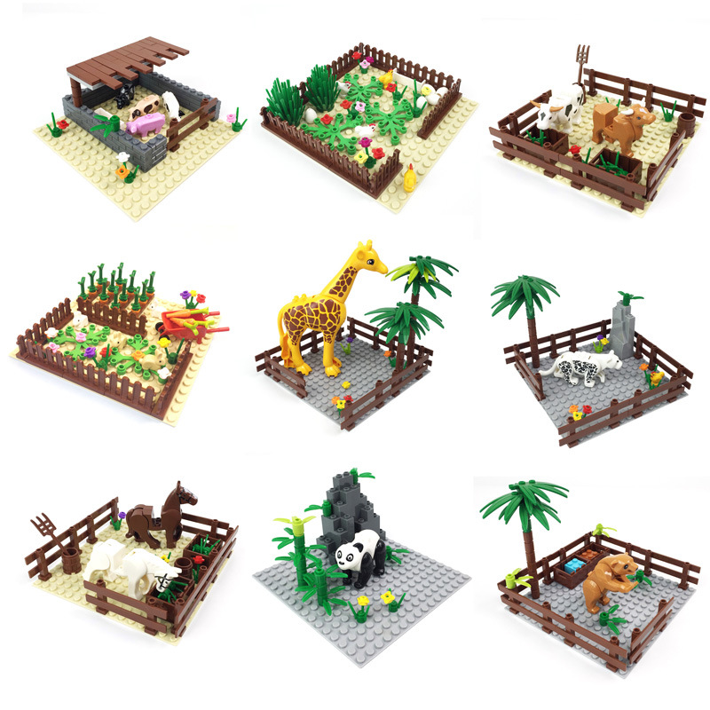 

Wholesale Family Farm Build Blocks Small Particle Toys Piglets Chicken Houses Dog Houses Cattle Sheds And Corn Fields Cartoon Scenes Assembly Gifts