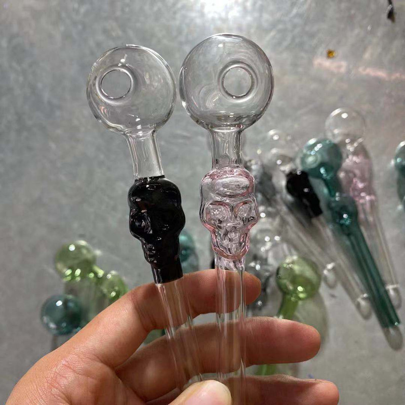 

Skull colored oil burner pipe thick glass pipes for smoking