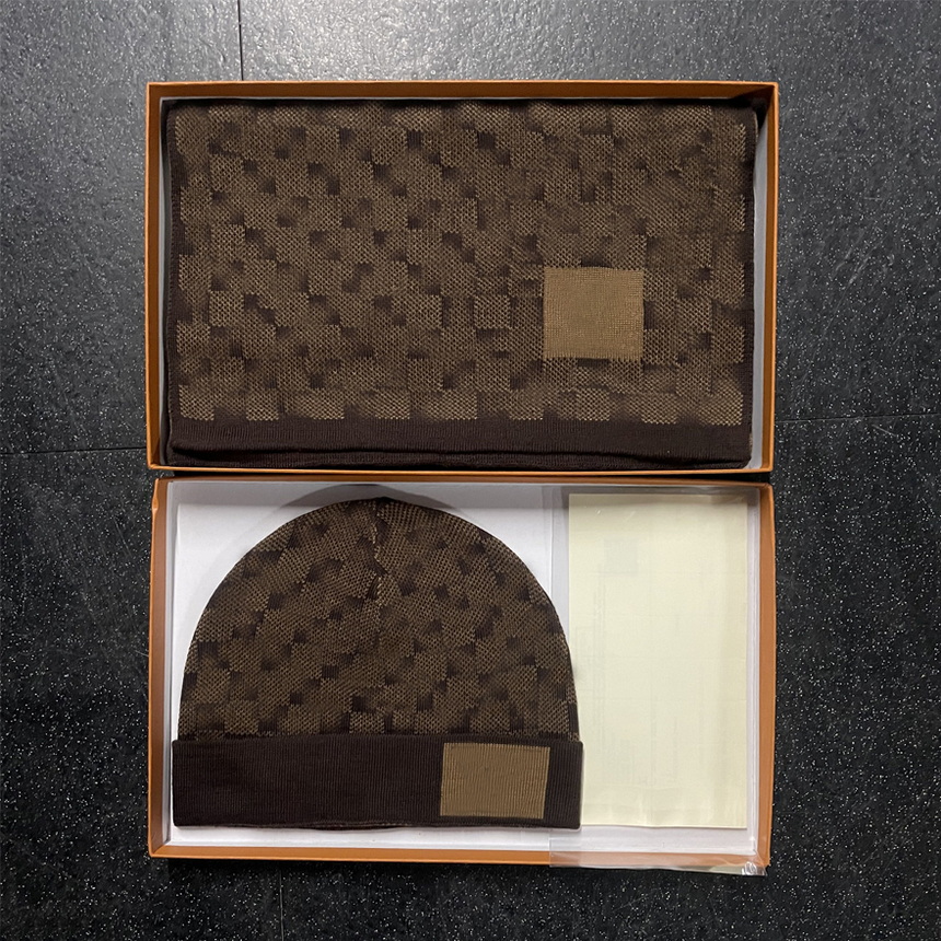 

2022 Designer Pashmina Women mens knitted Scarf Hat Set Winter Warm Hats and scarves Beanie Hat for men With BOX