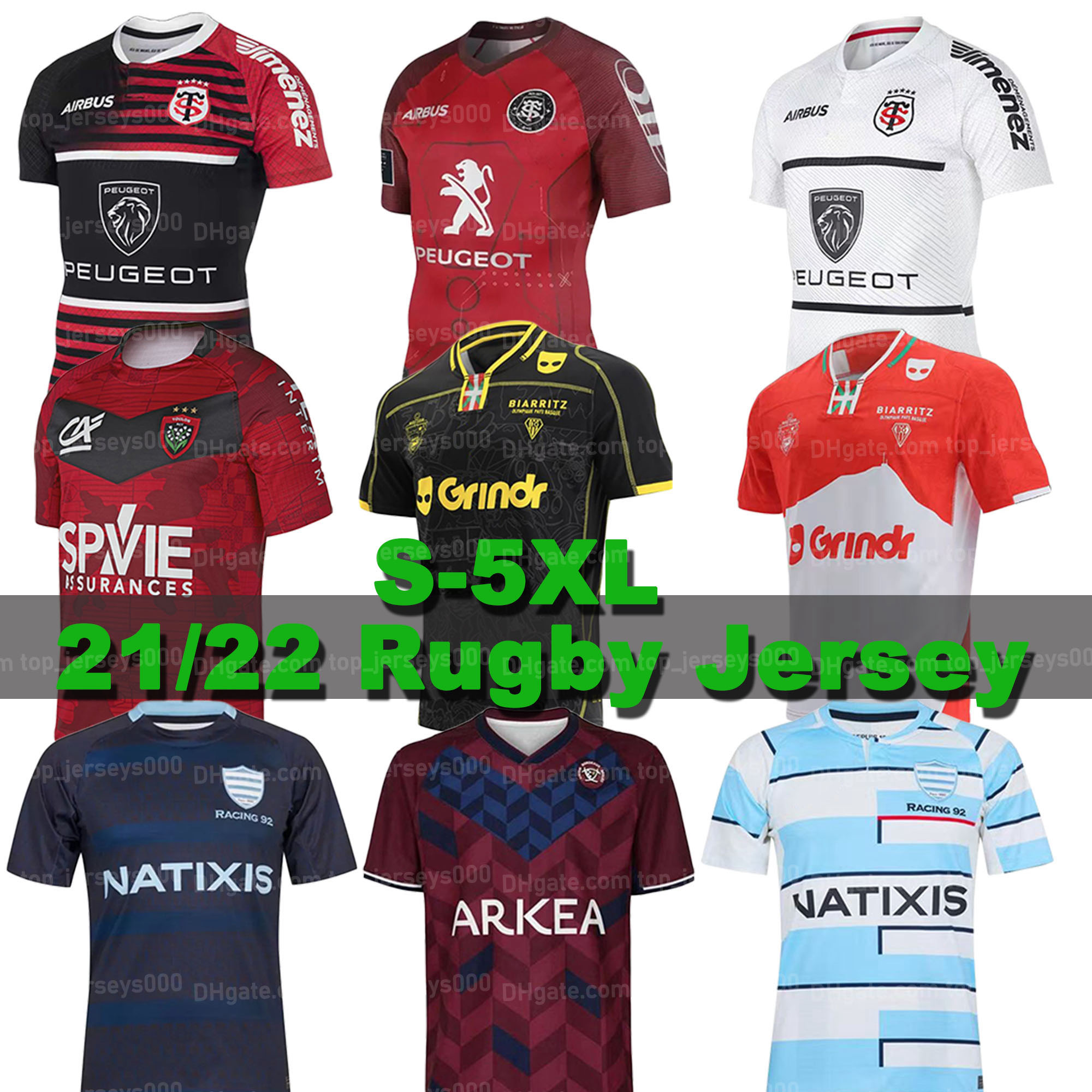 

21/22 BIARRITZ Toulouse Racing 92 rugby jersey 2021 2022 Stade Toulousain Rctoulon Union Bordeaux Begles home away Perpignan DOMICILE EXTERIEUR Shirts Top Size S-5XL, Toulouse away jersey