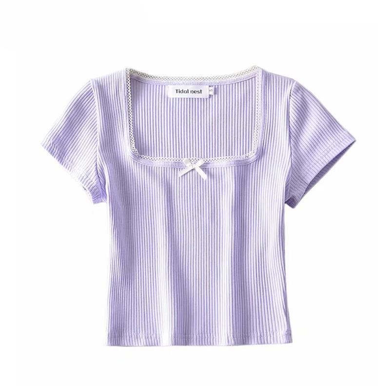 

Women' T-Shirt Summer Crop Top Women Vintage Graphic T Shirts Korean Fashion Purple Tops Short Sleeve Cute Elegant Black White 2022Women, White t shirt