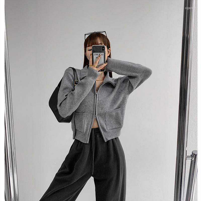 

Women' Knits & Tees Women' Korean Knitting Sweater Zipper Cardigan Long Sleeve Casual Vintage Fashion Lazy Baggy Outerwear Tops Autumn, Black