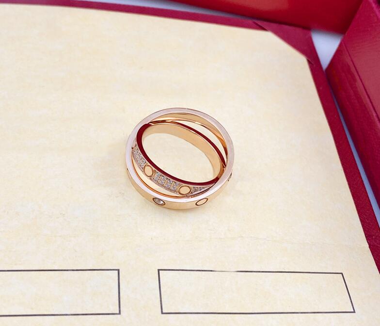 

2022 Love Screw Ring mens ring Diamond luxury jewelry Titanium steel Gold Silver Rose size 5/6/7/8/9/10/11mm Never fade Not allergic Band designer rings for women