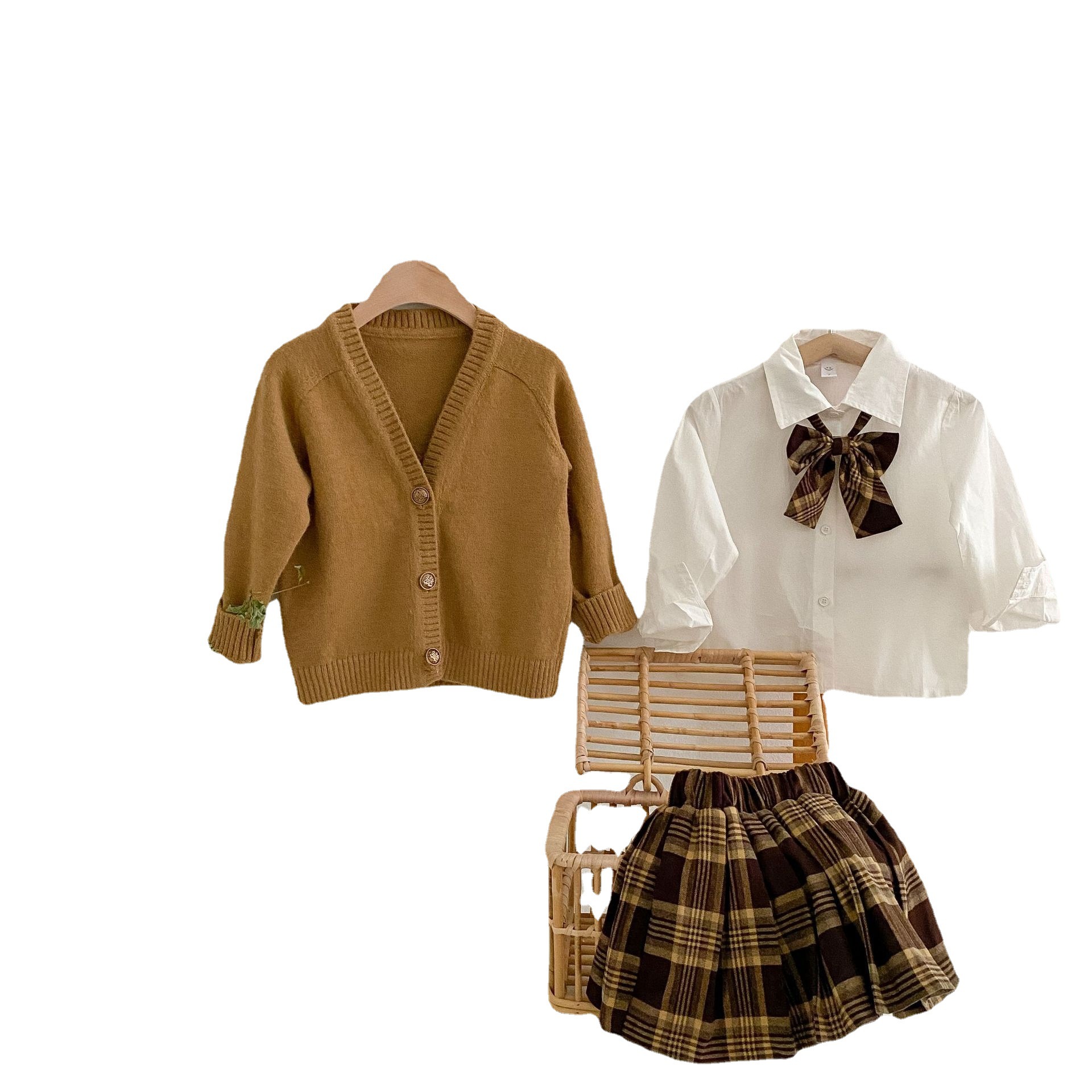 

Clothing Sets Children's cloirls autumn model new Korean casual children sweater suits big children's women's, Olive colour