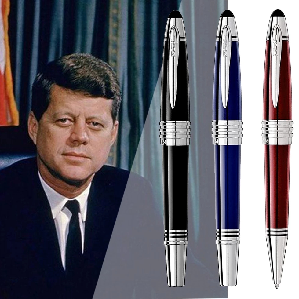 

John F. Kennedy Fountain Rollerball Ballpoint Pen Luxury Dark Blue Metal Office School Classic With JFK Serial Number, As pic show