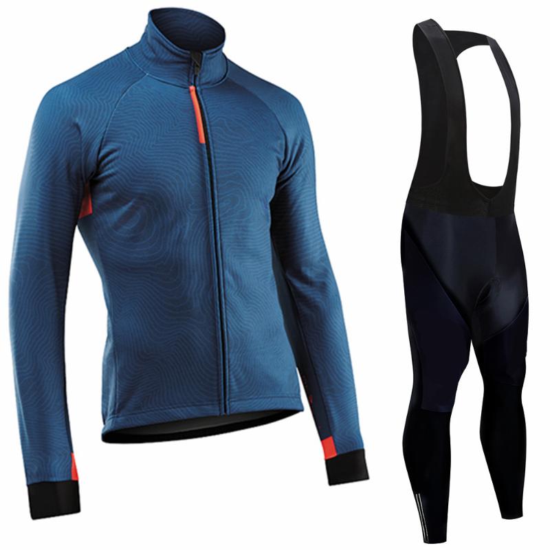 

Racing Sets Cycling Jersey Spring Clothing Long Sleeve Shirt Set Bib Pants Men Breathable MTB Bicycle Tops N2022Racing, Pic color