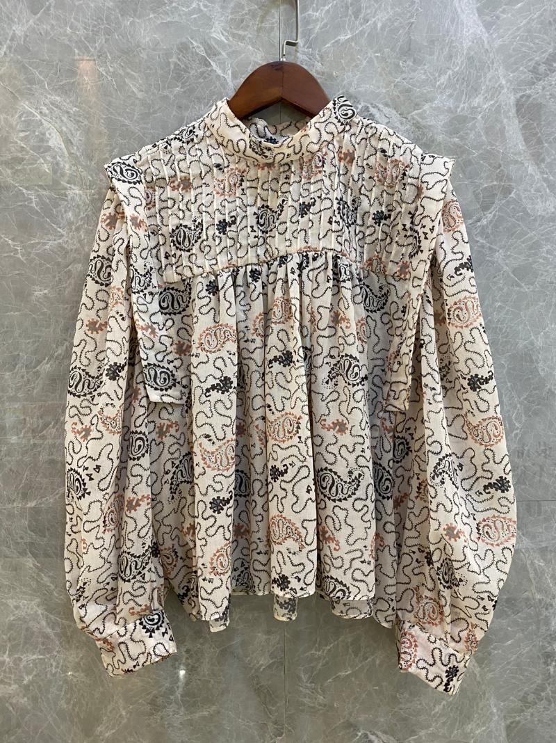 

Women' Blouses & Shirts 2022 Spring High Quality Women Flower Prints Loose Blouse Ladies Casual Long Sleeve Shirt Tops 2 Color Tutu, Blue