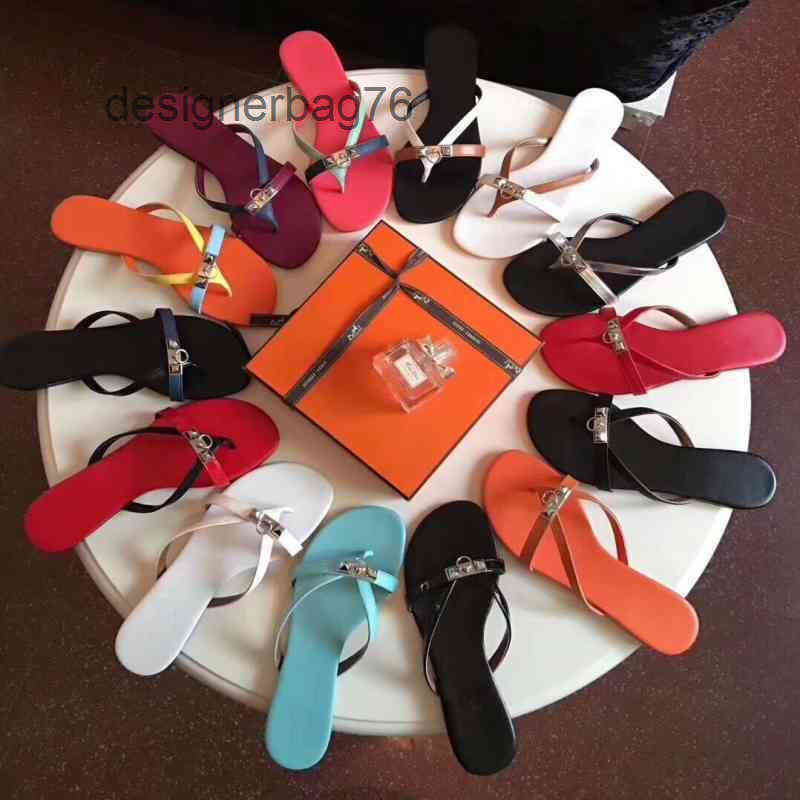 

Herme slipppers Sandals designer h women slippers soes American Station European Flat Bottom Herringbone Leater Color Matcing Women's, White camel