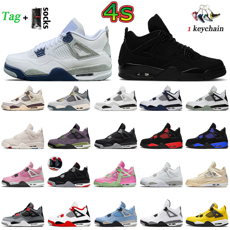 

Authentic jordens 4 jumpman 4s basketball shoes retro Midnight Navy Seafoam Military Black Cat Craft Sail Canvas Blue Red Thunder women mens trainers j4 sneakers, C24 university blue 36-47