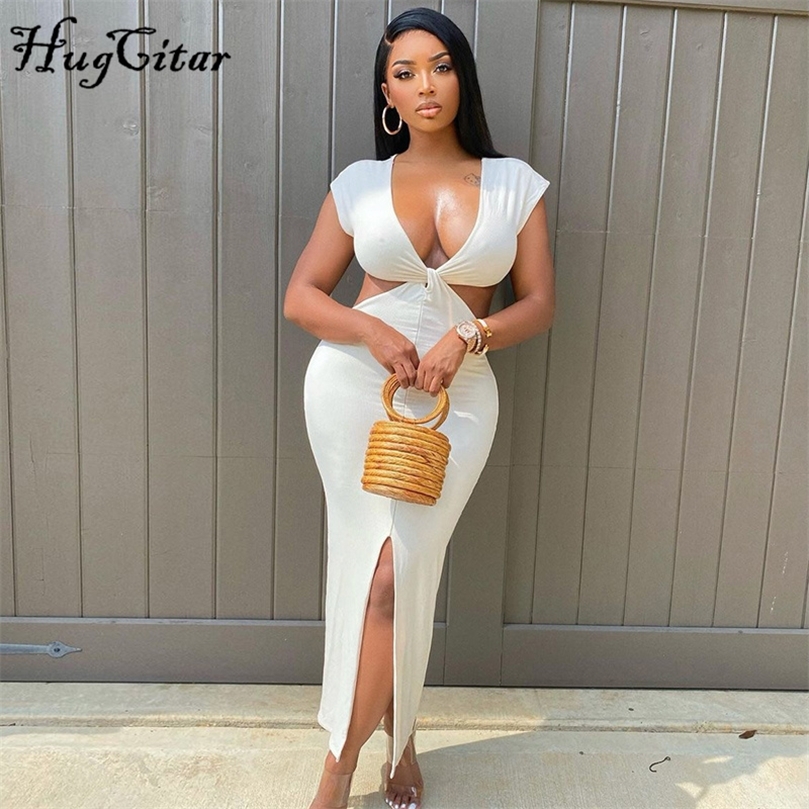 

Hugcitar Sleeveless Backless Hollow Up Sexy Long Dress Summer Women Fashion Streetwear Outfits Solid Club Clothing Y2K 220704, White