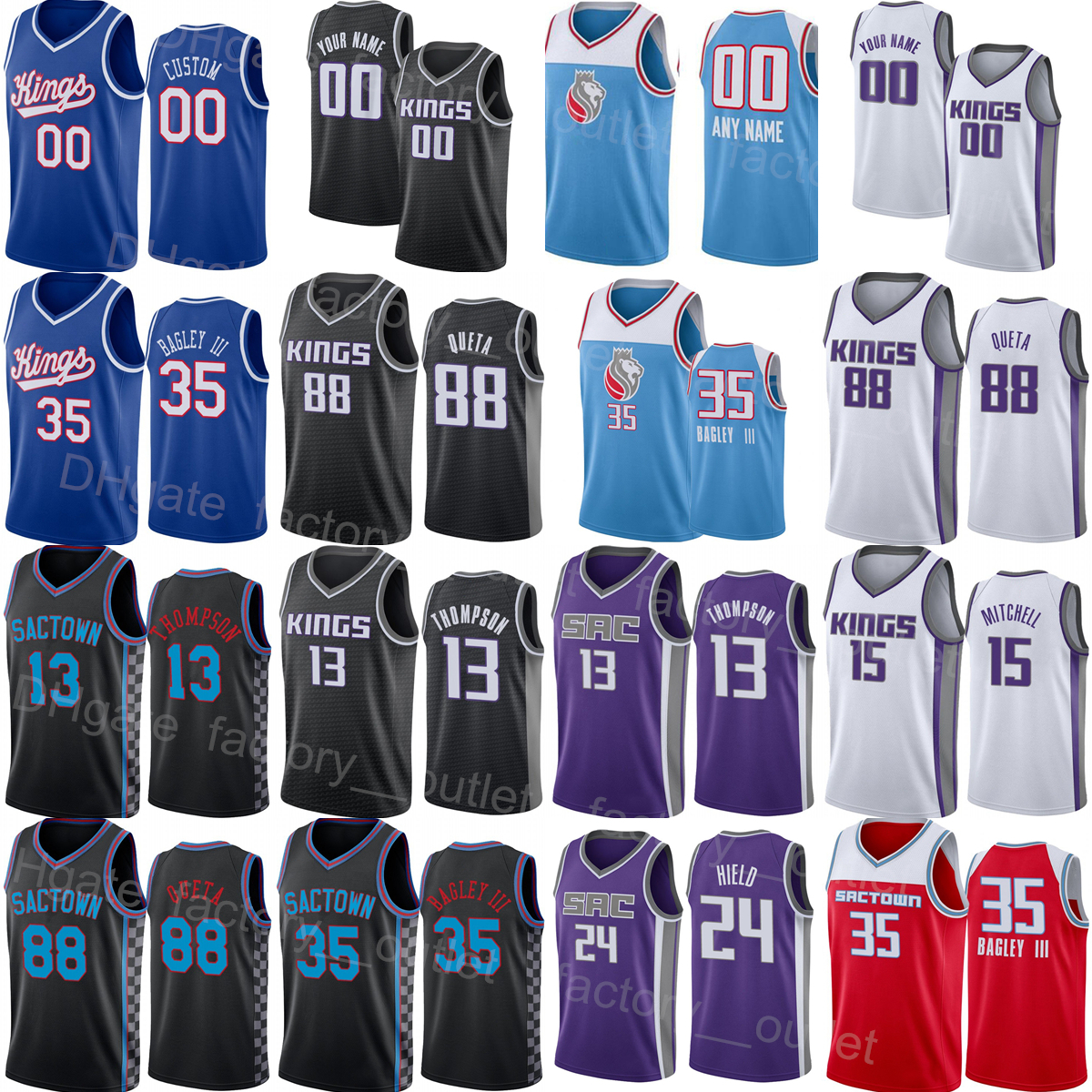 Screen Printed Basketball 10 Domantas Sabonis Jersey 41 Trey Lyles 3 Terence Davis 0 Donte DiVincenzo 9 Justin Holiday 26 Jeremy Lamb 88 Neemias-image-765595909