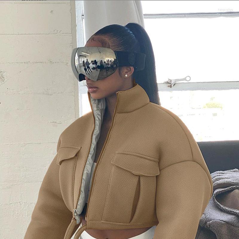 

Women' Jackets 2022wind Autumn And Winter Wear Sexy Open Navel Stand Collar Loose Short Jacket Coat Women, Black