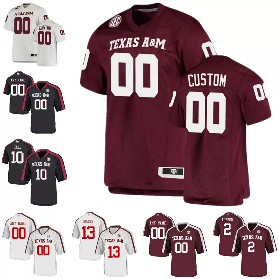 

Texas A&M Aggies Football Jerseys 2 Johnny Manziel 11 Kellen Mond 15 Myles Garrett 13 Mike Evans 40 Von Miller 17 Ryan Tannehill Custom Men Women Youth Jersey, Colour 1