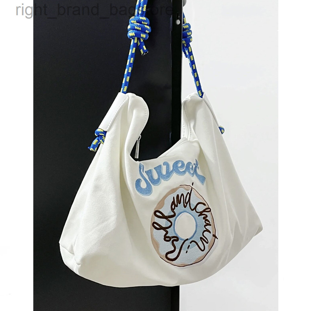 

Luxury Brands Embroidery Tote Bag Designer Bags Donut Women Shoulder Bag Canvas Handbags and Purses Shopper Bags for Women Hobos W220813, White