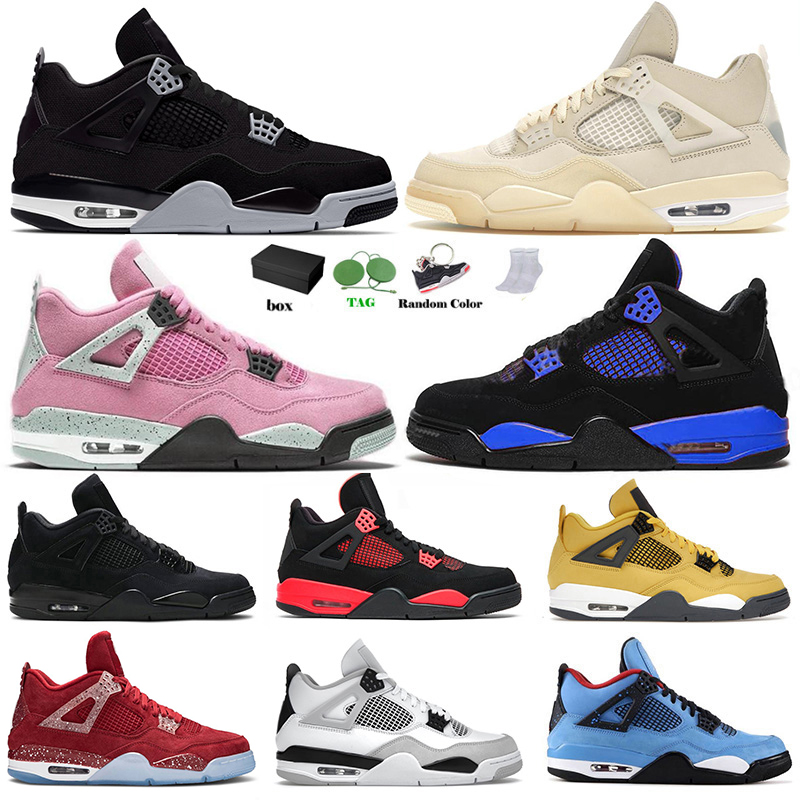 

WITH Box 4 Basketball shoes Jumpman 4s Peach Manila Infrared Sail Military Black Cat IV Toro Bravo University Blue Cactus Jack Thunder Men Women Designer Sneakers, 36-40 sail pink