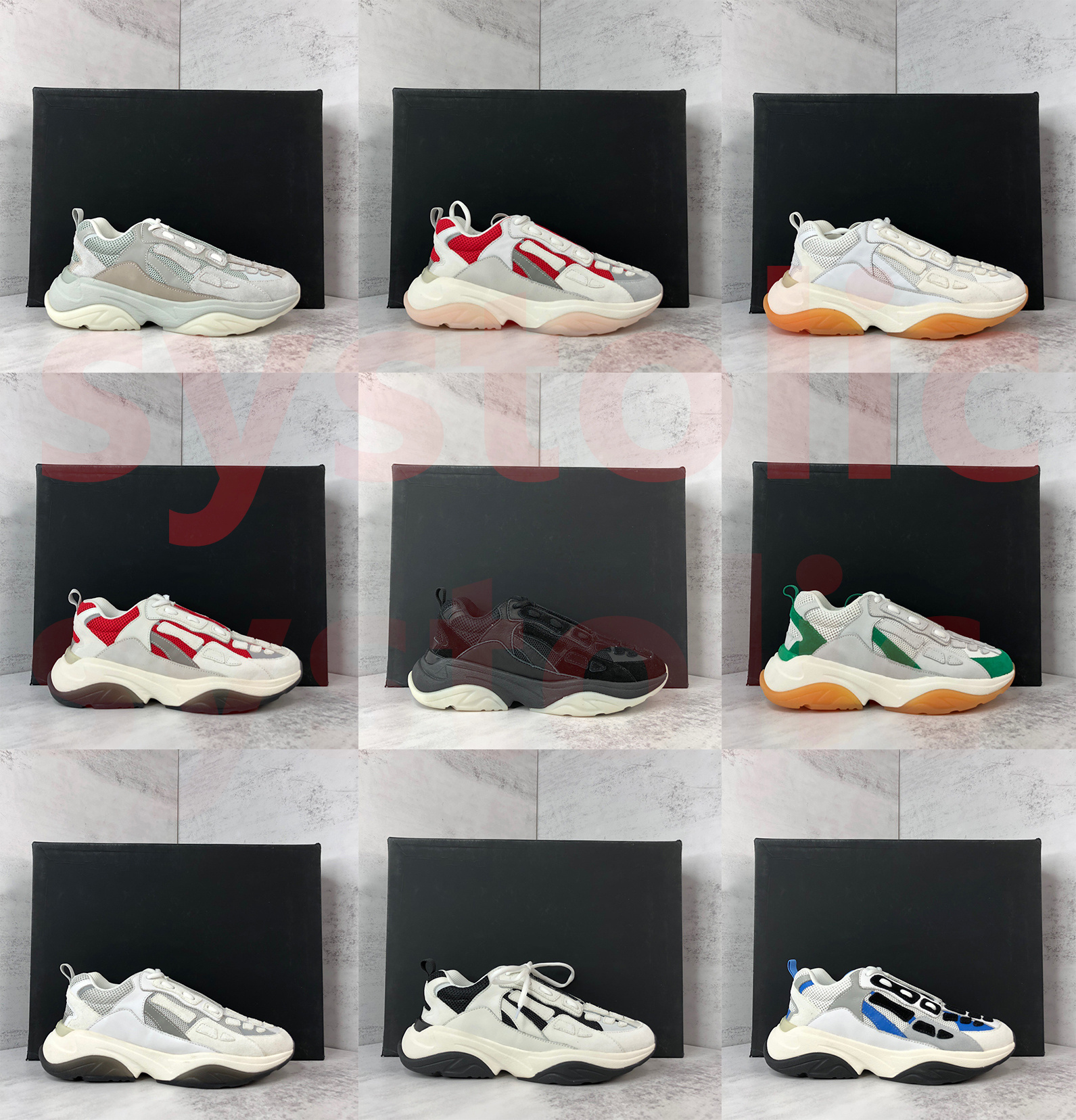 

SKEL-TOP new high street skeleton Outdoor shoes for women and men BONE RUNNER Metallic stamped logo at front tongue size 36-45 with box