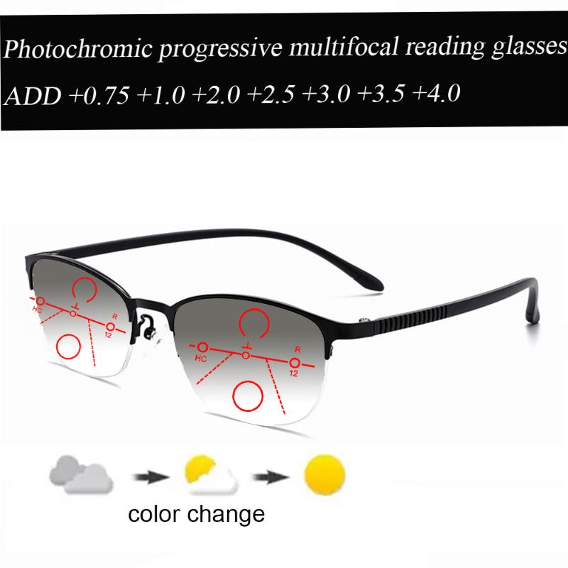 

Sunglasses Ultralight Pochromic Gray Progressive Multifocal Reading Glasses Business Men Women +1.0 +1.5 +1.75 +2.0 +2.5 +3 +3.5 +4