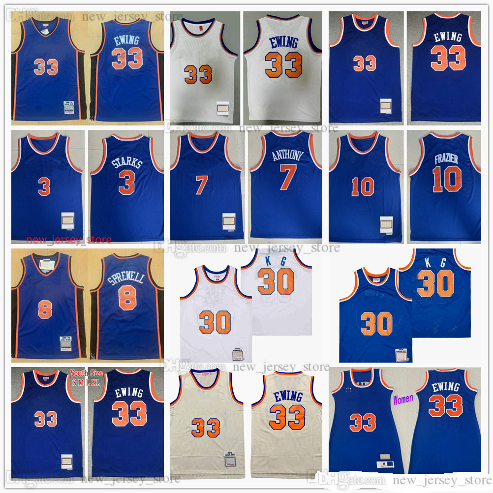 

Mitchell and Ness Basketball 8 Latrell 33 Patrick Sprewell Ewing Jerseys Retro 7 Carmelo 3 John Anthony Starks 10 Walt 30 Bernard Frazier Jersey Mens Women Skirt Youth, Mitchellness 1985-86