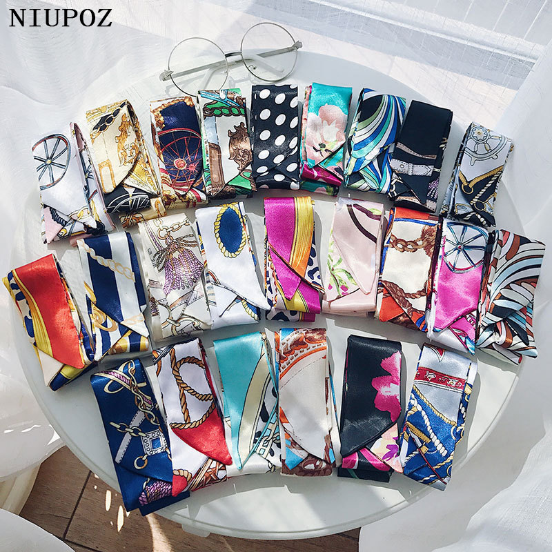 

100 colors Emulation Silk Leopard Small Bag Handle headband Scarf Women Fashion Luxury Brand Hair Tie Ribbon Scarf 220628