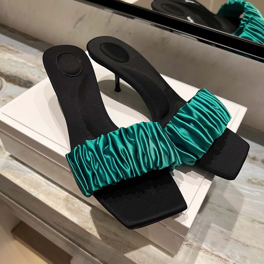 

New style Soft and comfortable leather slippers women shoes square high heels summer casual sandals solid color, #2