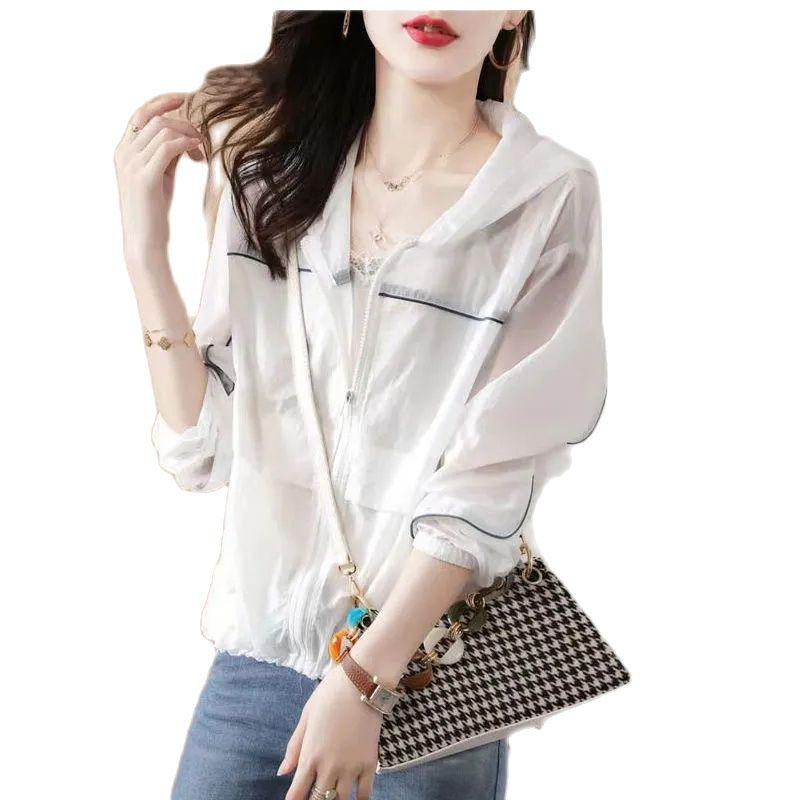 

Women's Jackets Summer Fashion Sun Protection Clothing Jacket Korean Version Loose High-End Western Style Simple White All-Match M1282Women'