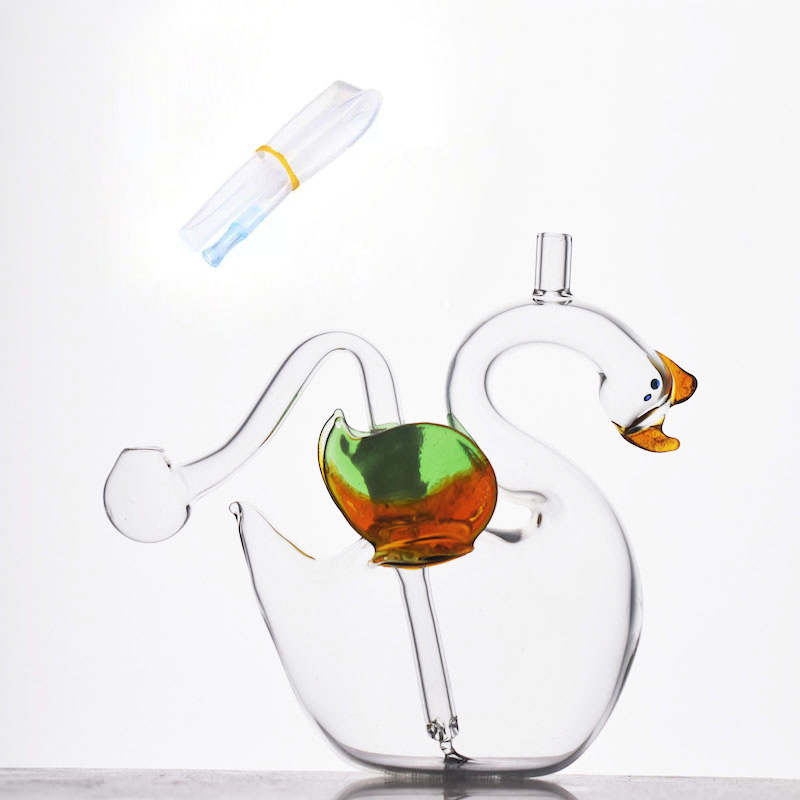 

Wholesale colorful Cute Glass Dab Rigs Oil Burner pipe Mini Hookah Smoking Craft Art Shisha Swan water bong