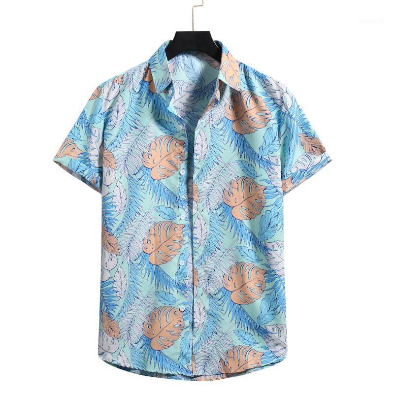 

Men' Casual Shirts Mens Hipster Leaf Print Beach Hawaiian Aloha Shirt Men 2022 Summer Short Sleeve Party Vacation Clothing XXL, Pink