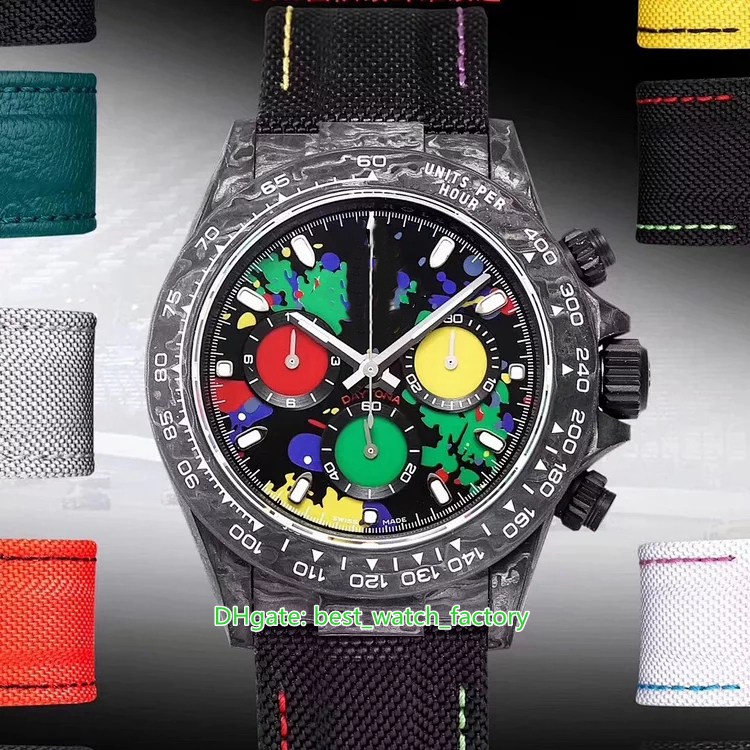 

8 Style Super Quality Watches WWF Maker 40mm Cosmograph Diw Carbon Fiber Chronograp hWorkin CAL.4130 Movement Mechanical Automatic Mens Watch Men's Wristwatches, Travel bag
