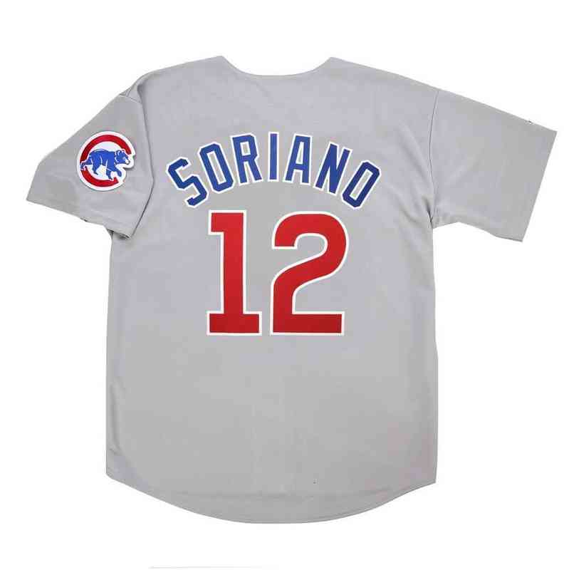 

Mit Stitched Custom Alfonso Soriano Grey Road Jersey w/ Team Patch add name number Baseball Jersey