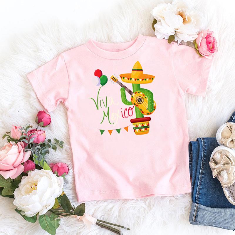 Cinco de mayo t-shirts cactus viva mexico imprimer bébé vêtements t-shirt harajuku kawaii pour filles t-shirt tops d'été tops