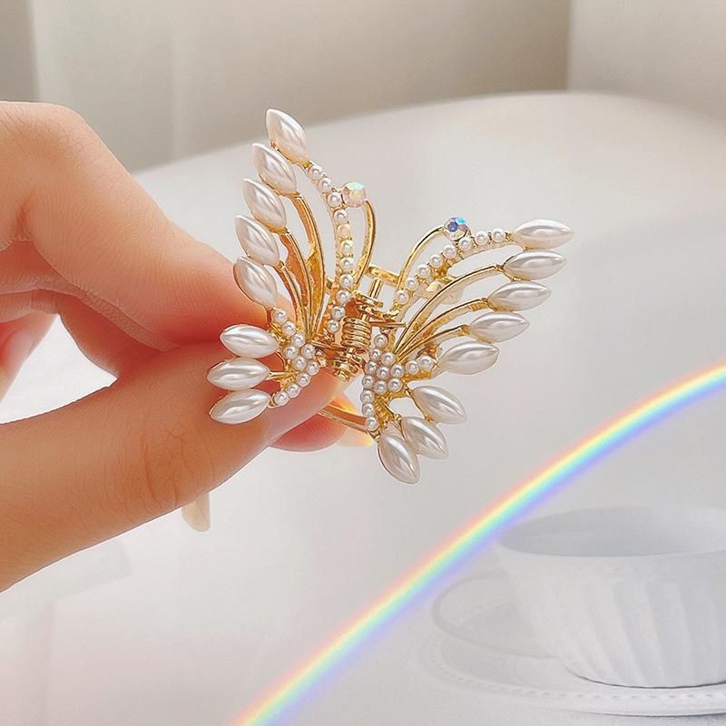 

Hair Clips & Barrettes Butterfly Catch Clip Side Pearl Jewelry Female Sweet Head Wear Back Plate AccessoriesHair BarrettesHair