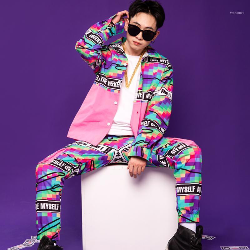 

Men' Stitching Personality Shirt Letter Printing Top Hip-hop Casual Shirts