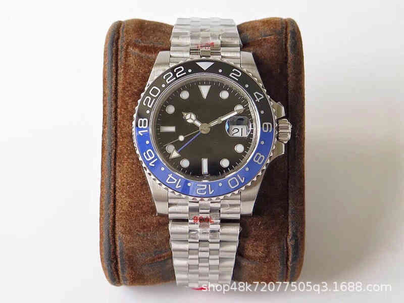 

uxury watch Date Gmt olex Rlex automatic mechanical men's GMT blue luminous depth waterproof calendar, Black