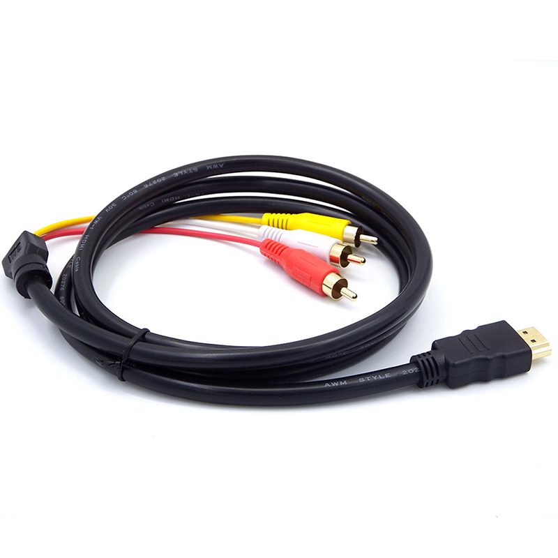 

5 Feet 1080P HDTV HDMI Male to 3 Male Extension Cable RCA Audio Video AV Cable Cord Adapter Video Game Aux Cable